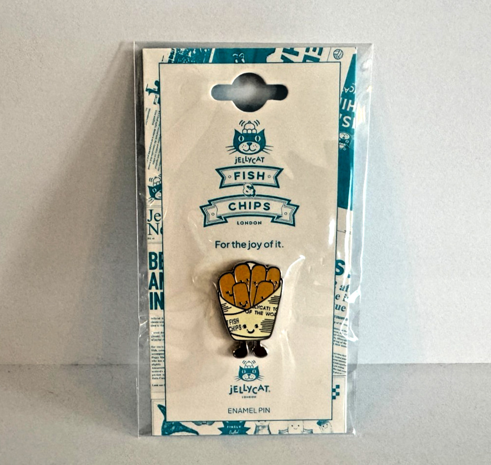 Jellycat Fish & Chips Cosy Chips Enamel Pin Selfridges London Exclusive Gift GWP